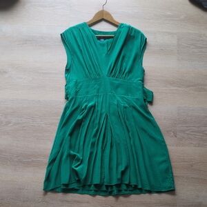 Anthropologie Silk Green Dress Size Large